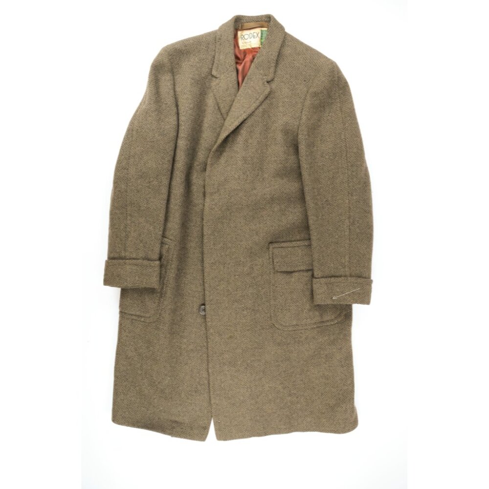Vintage Rodex Of London Mens Size 42 Regular Tan Brown Wool Trench Coat Hidden